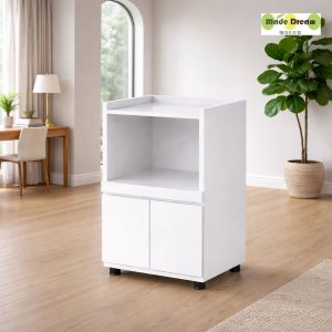 [MD] 모던 화이트 전자렌지 수납장 고급 오픈형 하부 양문 캐비닛 식기건조기 에어프라이기 다이 슬라이딩선반 탕비장 